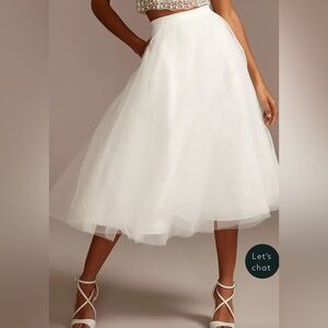 Elegant White Tulle Midi Dress